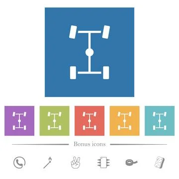 Central differential flat white icons in square backgrounds Stock Illustration
