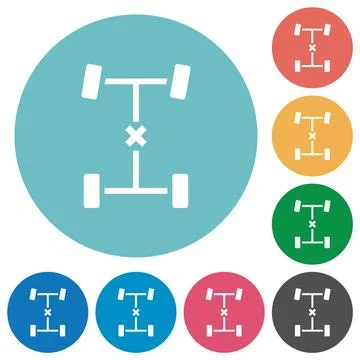 Central differential lock flat round icons Stock Illustration