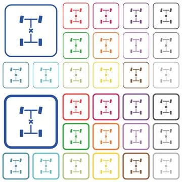 Central differential lock outlined flat color icons Stock Illustration