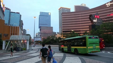 Central district of modern Macao Stock Footage 49926736