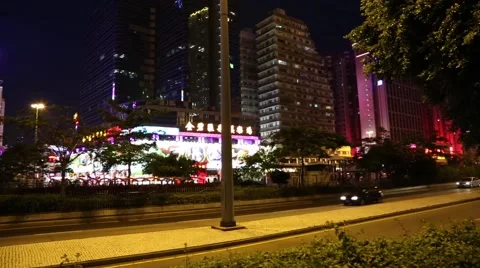Central district of modern Macao in the night 스톡 동영상 49970326