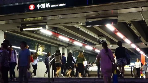 Central District MTR main central station, Hong Kong, China. Stock Footage 82192151