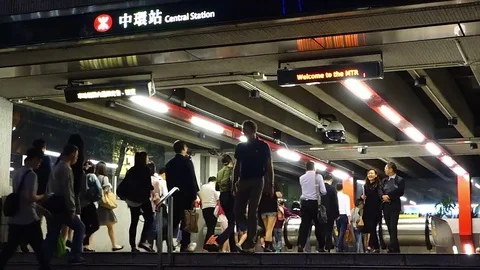 Central District MTR main central station, Hong Kong, China. Stock Footage 82192178