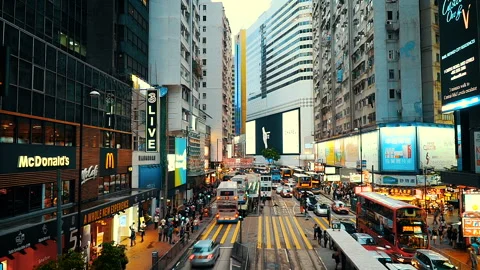 Central district in rush hour. Hectic city, fast speed metropolis, time lapse.  Stock Footage 94979504