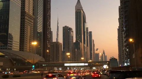 Central Dubai Sunset Video stock 119073556