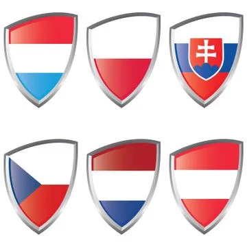 Central  Europe Shield flag Stock Illustration