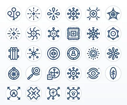 Central featuring 28 Retina Ready Vector Icons in Bold Line Design Ilustración de archivo