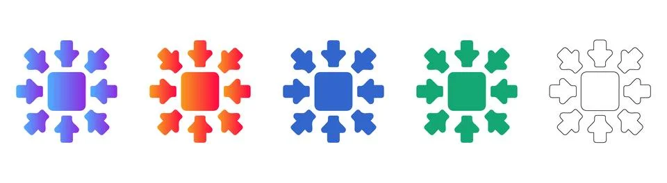 Central Focus Icon Set in Gradient Styles Stockillustratie