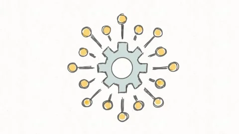 Central Gear with Connected Network Nodes Animation Stock Footage 341802317