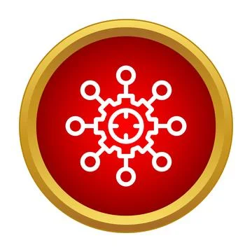 Central gear connecting distributed network nodes Stock Illustration