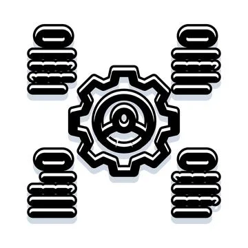Central gear managing distributed data or users Stock Illustration