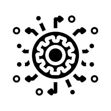 Central gear processing data with multiple connections Illustrazione stock