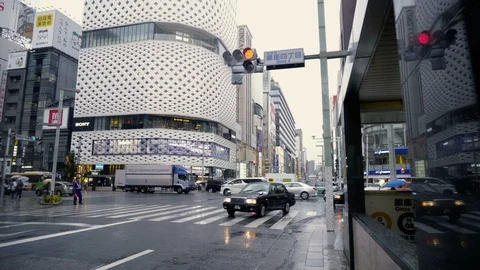 Central Ginza Intersection in Tokyo Stock Footage 104415647