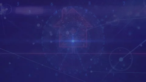 Central glow pulsing starting house outline forming as dial rotating Stock Footage 312842805