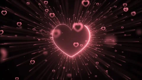 Central Glowing Heart Pulse with Light Rays Romantic Background Loop Stock Footage 320857063