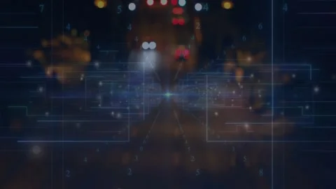 Central glowing node sending radiating beams through translucent frames, Stock Footage 328408784