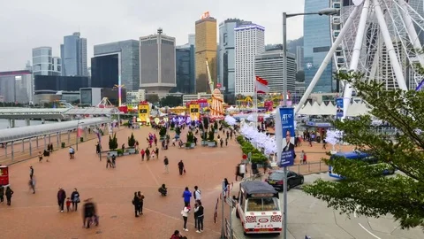 Central Harbourfront Event Space. Timelapse Stock Footage 72437802