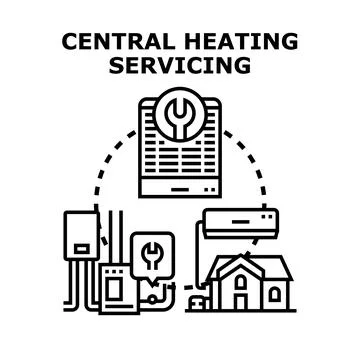 Central heating and cooling system servicing concept Stock Illustration