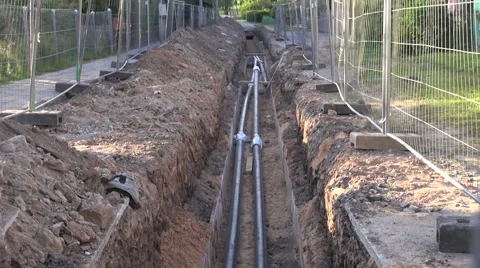 Central heating pipes in the ditch 스톡 동영상 58558073