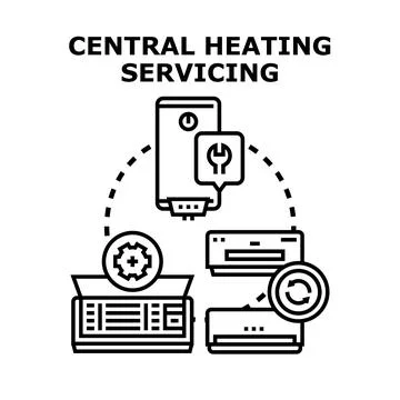 Central heating servicing and air conditioning concept Stock Illustration