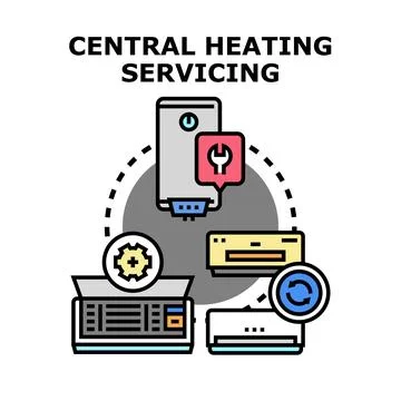 Central heating servicing and air conditioning concept Stock Illustration