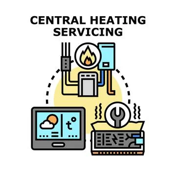 Central heating servicing preparing home comfort system Stock Illustration