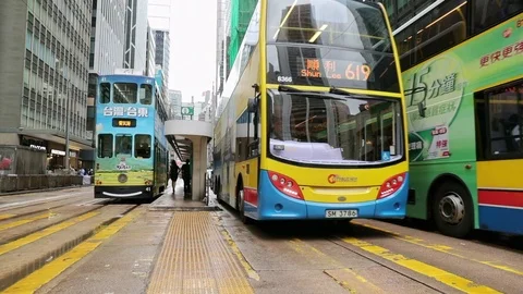Central, Hong Kong, 05 July 2017 -: Traffic in Hong Kong Stock Footage