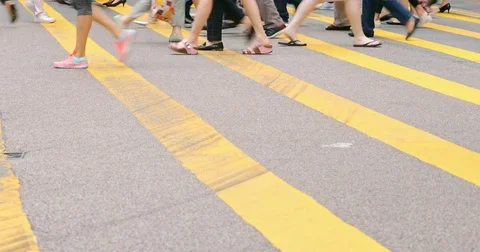 Central, Hong kong, 19 July 2017 -: People crossing the road Stock Footage