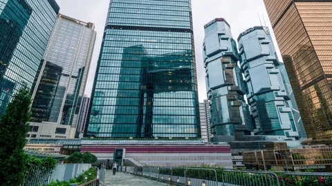 Central, Hong Kong, 26 June 2017 -: Business district in Hong Kong Stock Footage