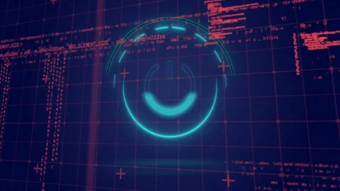 Central HUD element performing activation on startup in tech UI, pulsing ring Stock Footage 331197799