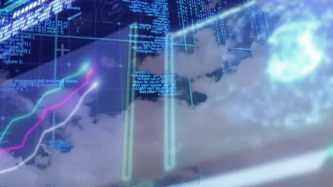Central HUD reacting to subtle vertical pan, code scrolling, cyan bars pulsing, Stock Footage 333873002