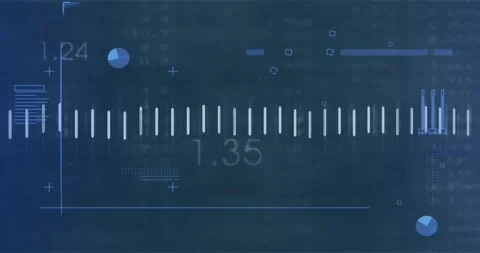 Central HUD receiving data pulse rendering polyline refreshing ticks pulsing Video stock 321824943