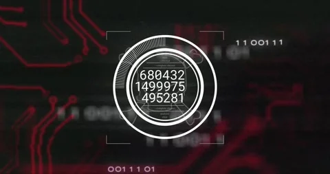 Central HUD receiving numeric updates every second, rotating segmented ring Stock Footage 331176061