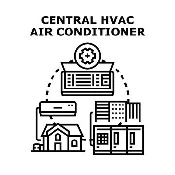 Central hvac air conditioner system providing climate control Stock Illustration