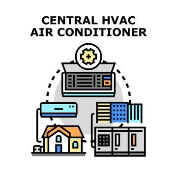 Central hvac air conditioner system providing climate control Stock-Illustration