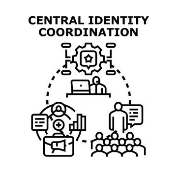 Central identity coordination concept vector illustration Stock Illustration