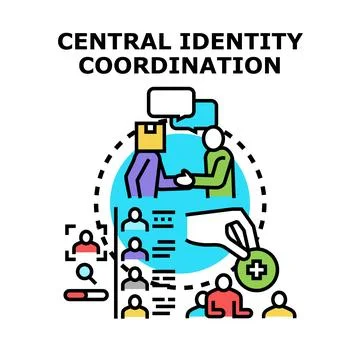 Central identity coordination managing user access system Stock Illustration