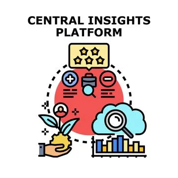 Central insights platform analyzing business data for growth 스톡 일러스트