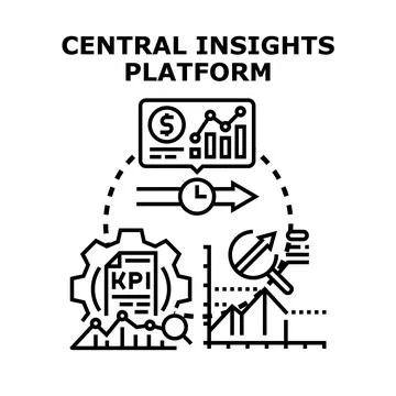 Central insights platform analyzing evolving business data 스톡 일러스트
