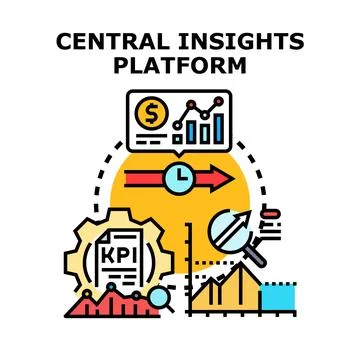 Central insights platform analyzing evolving business data Stock Illustration