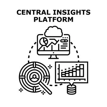 Central insights platform for data analysis and customer targeting Stock Illustration