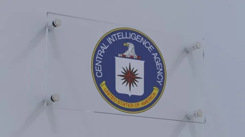 Central Intelligence Agency CIA Sleek Flag Logo on Glass Surface Stock Footage 253553335