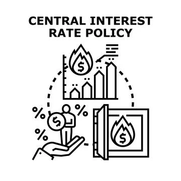 Central interest rate policy managing economic stability Stock Illustration