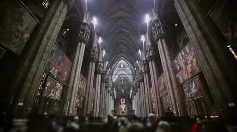 Central interior of the dome in Milan Stock Footage 15733602