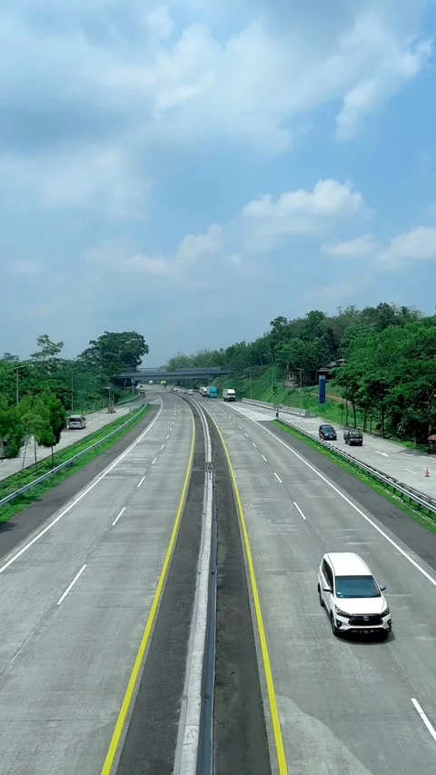 Central Java 10 November 2023 Modern Highway Viewed from Overpass Stock Footage 337768017