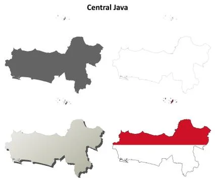 Central Java blank outline map set Stock Illustration