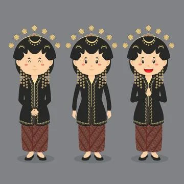 Central Java Character with Various Expression Stock Illustration