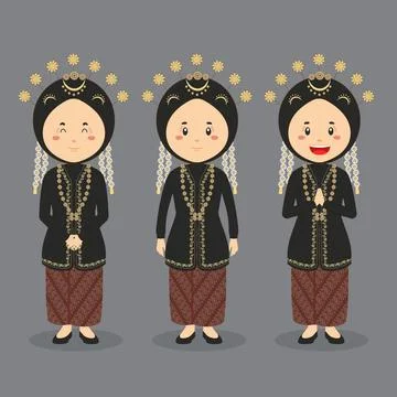 Central Java Character with Various Expression Stock Illustration