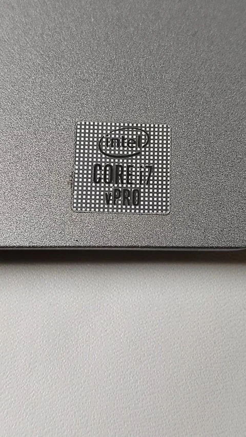 Central Java Indonesia 10 June 2026: Close-up of an Intel Core i7 vPro sticker o Stock Footage 340370671