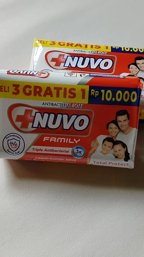Central Java, Indonesia – 10 May 2026: Close-up view of NUVO bar soap product  Stock Footage 337081515
